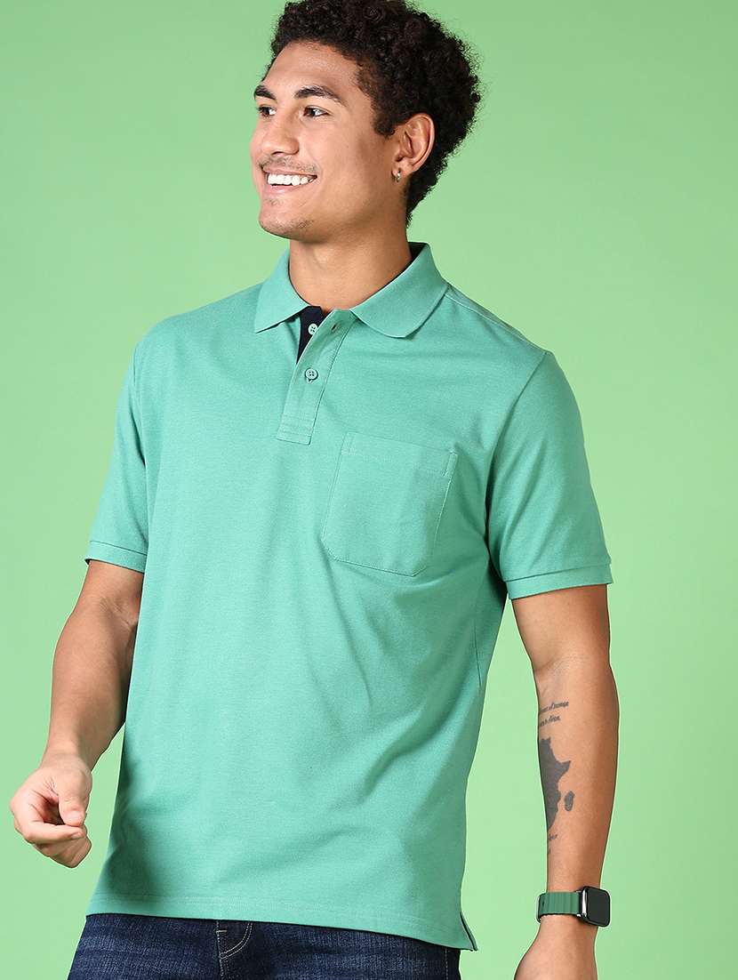 men solid short sleeve polo t-shirt - 21599117 -  Standard Image - 1