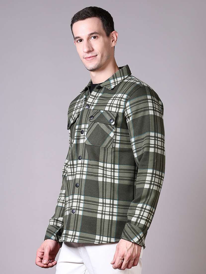 men checkered long sleeve shacket - 21599121 -  Standard Image - 1