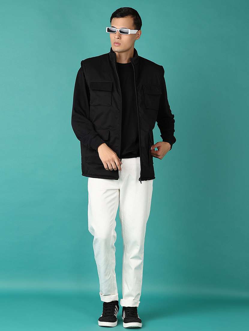 men solid sleeveless casual jacket - 21599143 -  Standard Image - 4