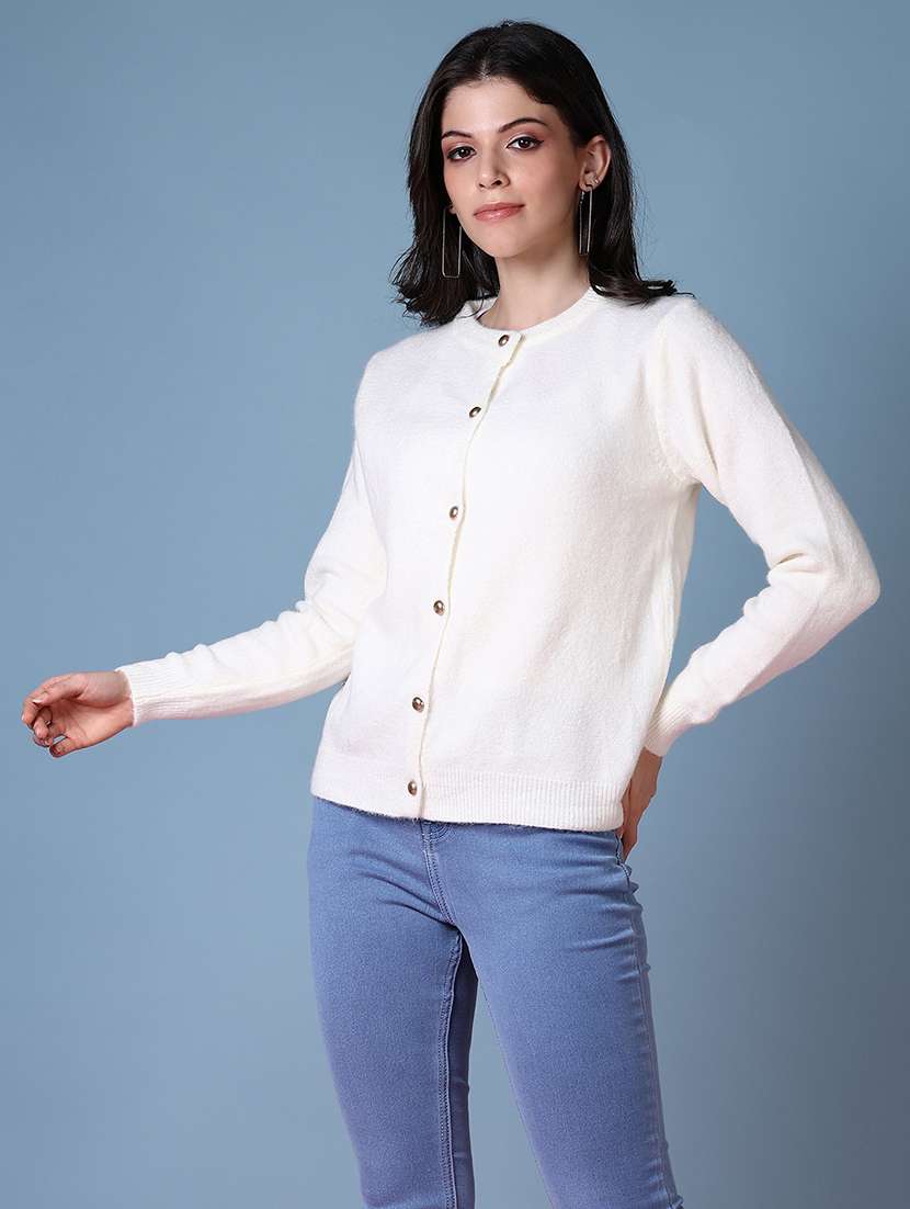 women solid long sleeve cardigan - 21599210 - Standard Image - 1