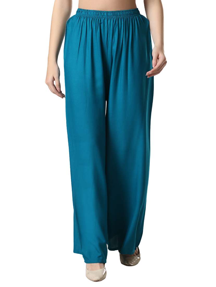 women solid relaxed fit palazzo