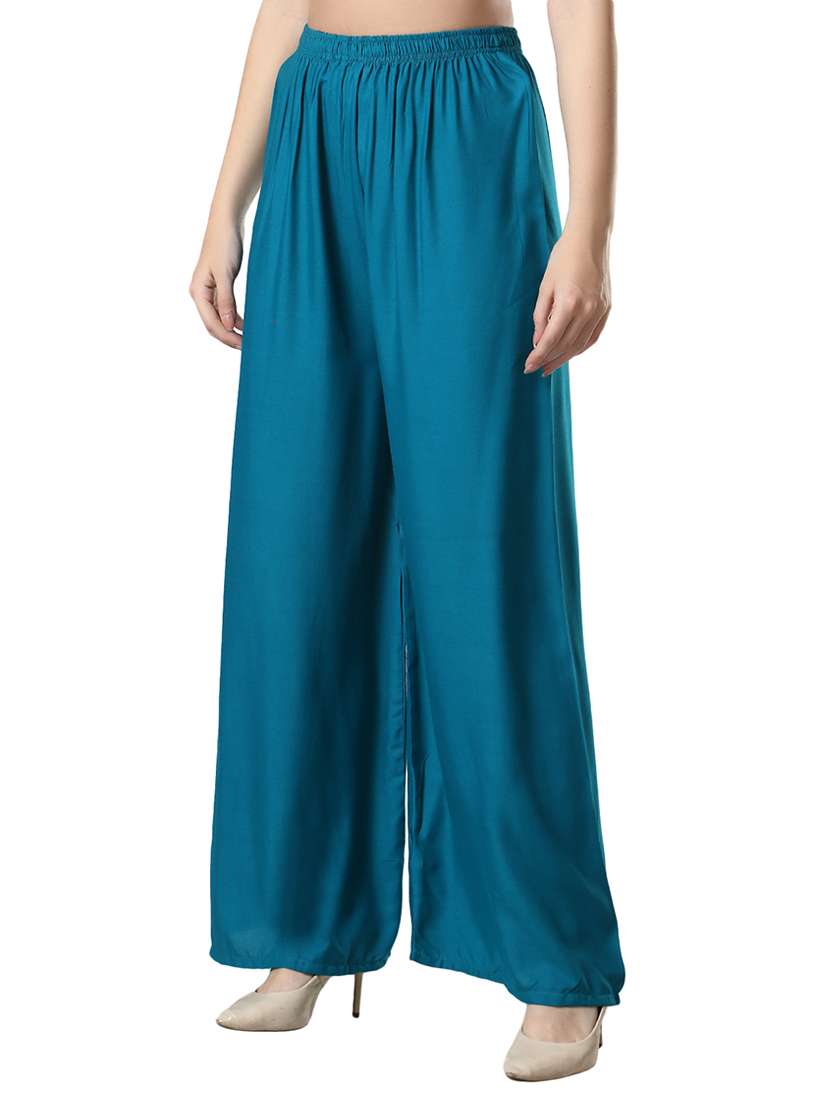 women solid relaxed fit palazzo - 21599396 -  Standard Image - 1