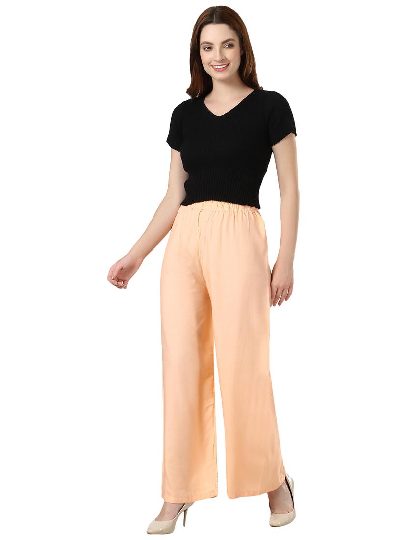 women solid relaxed fit palazzo - 21599399 - Standard Image - 4
