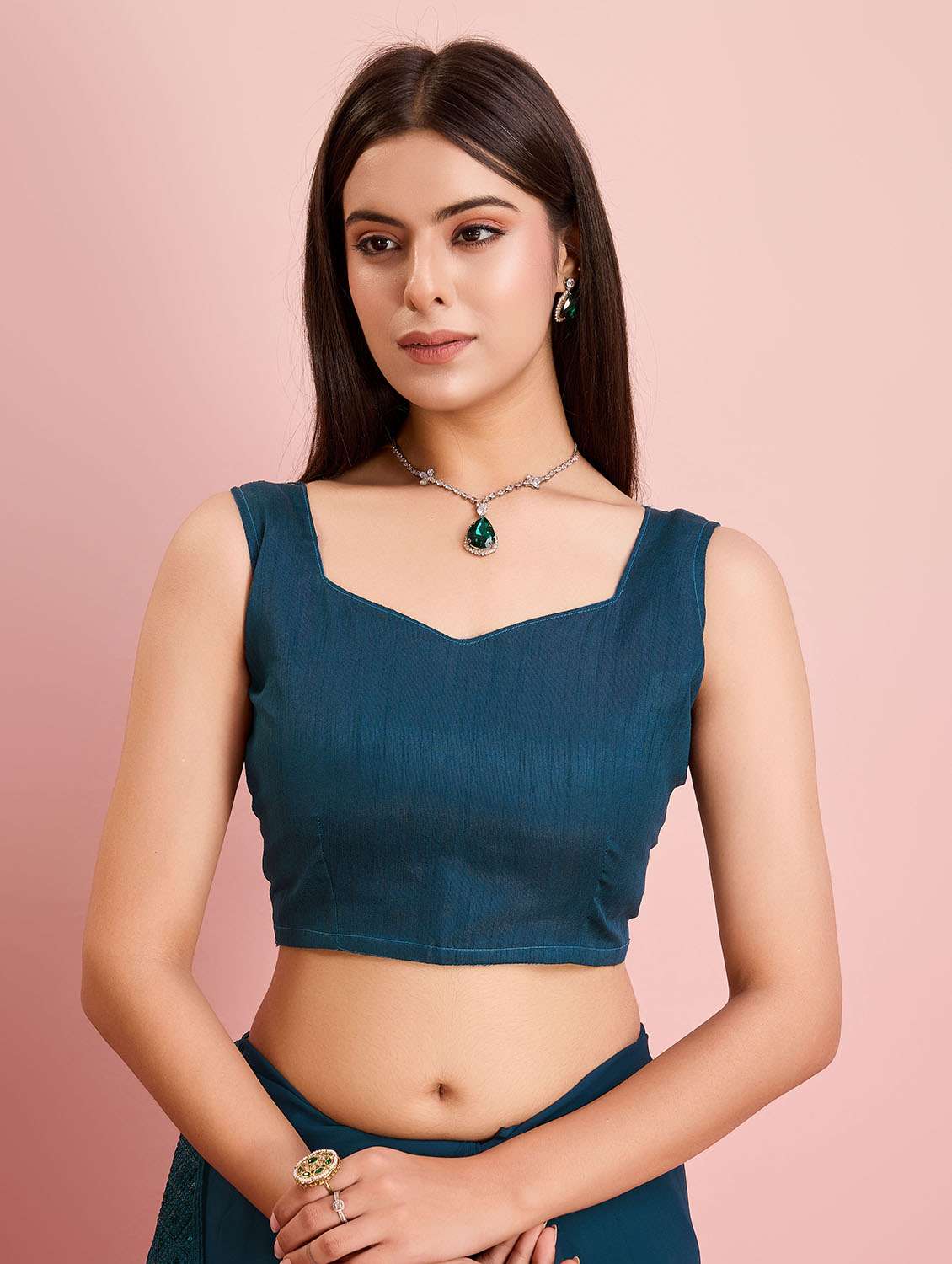 women solid with work ready to wear saree with blouse - 21599518 -  Standard Image - 4