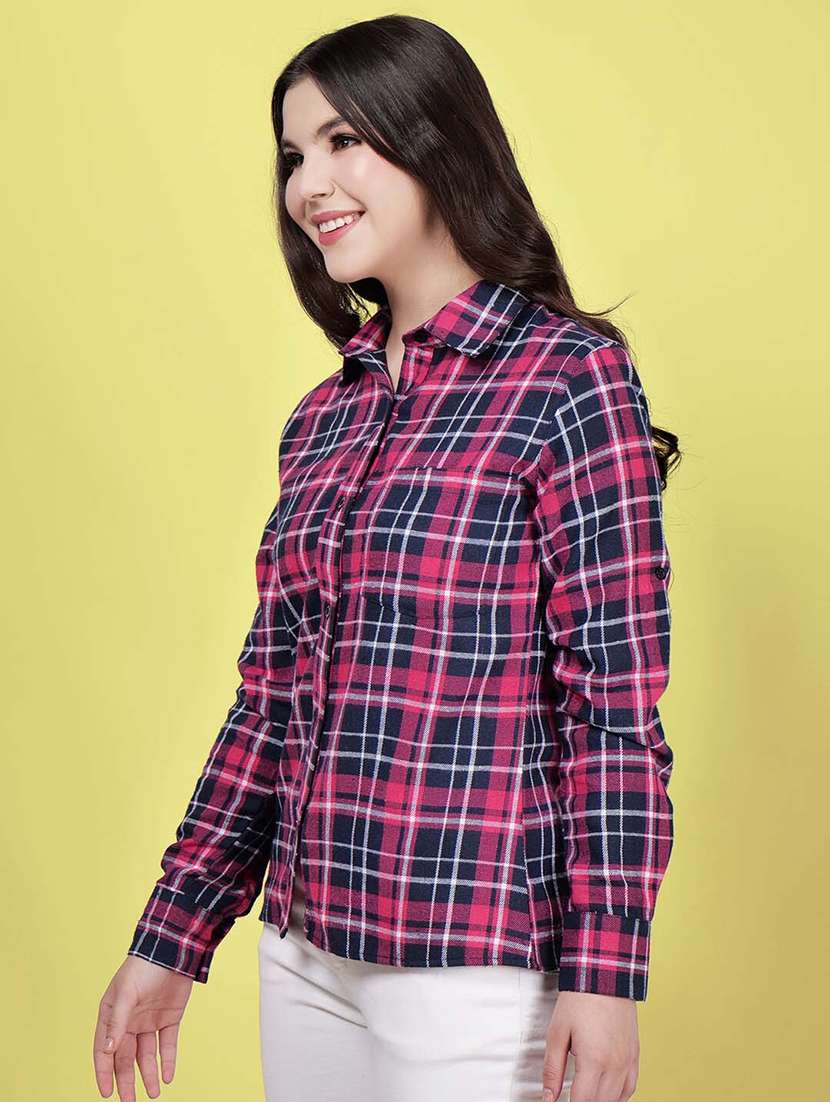 women checked printed collared shirt - 21599544 -  Standard Image - 1