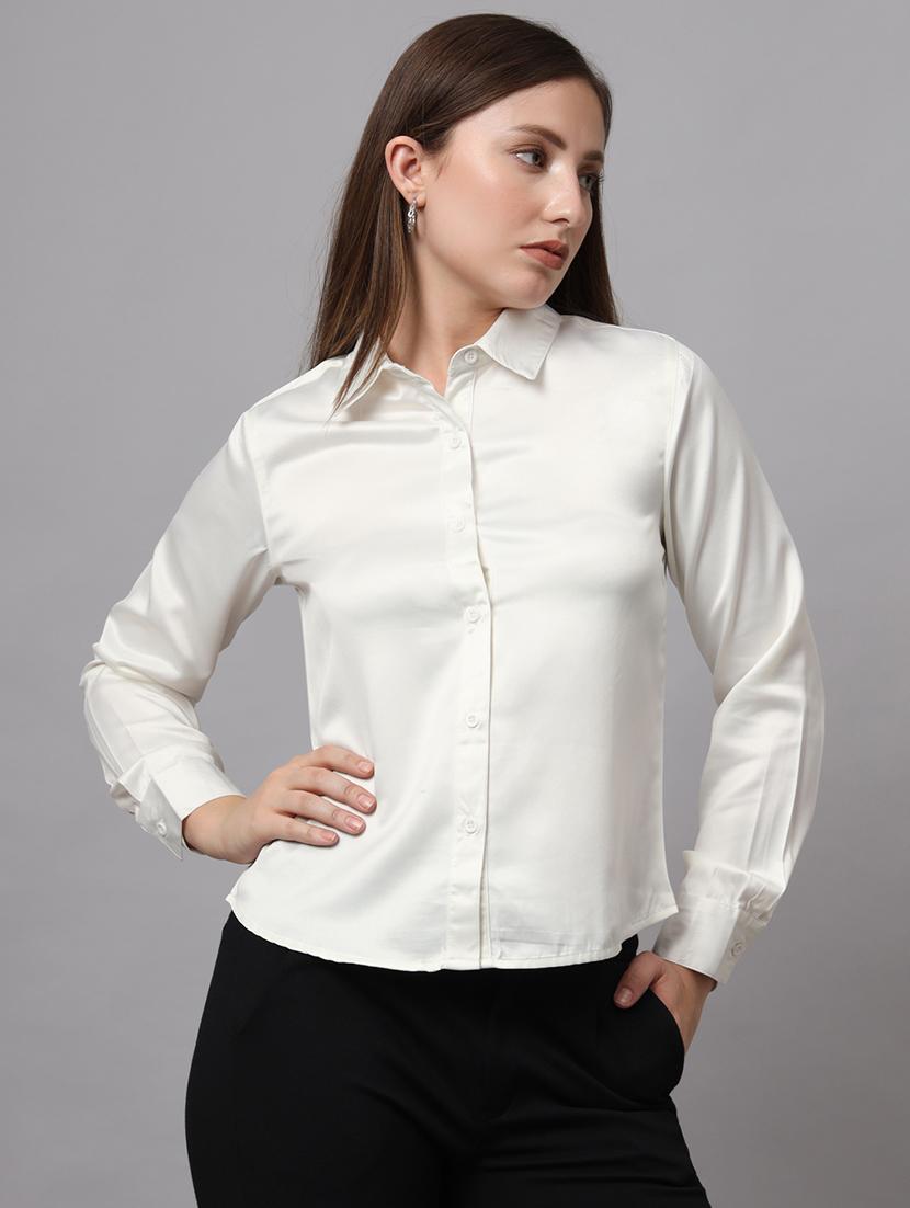 women solid collared shirt - 21599545 - Standard Image - 1
