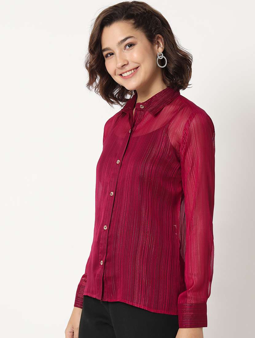women self design georgette regular fit shirt - 21599558 -  Standard Image - 1