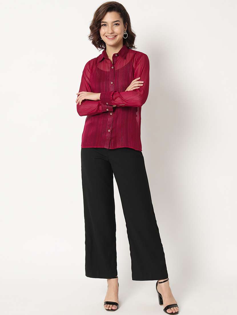 women self design georgette regular fit shirt - 21599558 -  Standard Image - 4