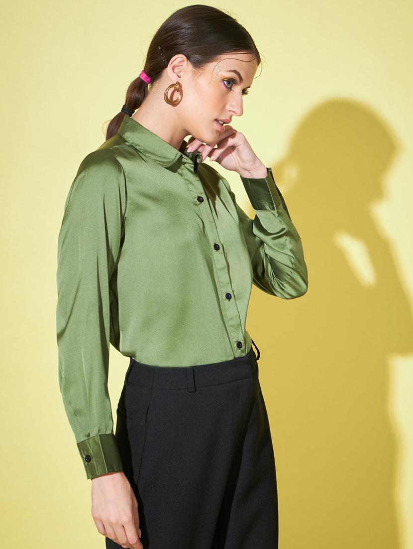 women solid satin regular fit shirt - 21599567 -  Standard Image - 1