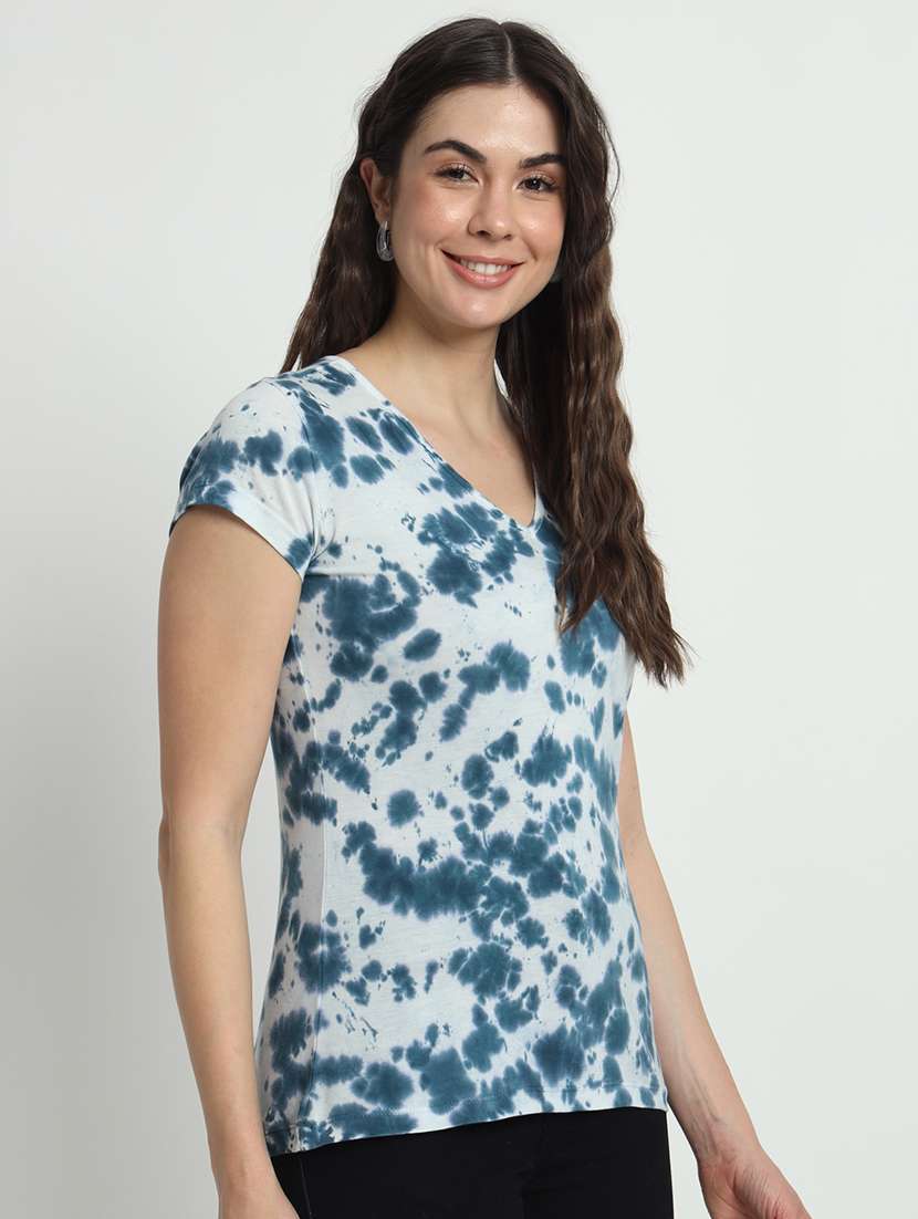 women blue tie & dye regular t-shirt - 21599695 -  Standard Image - 1
