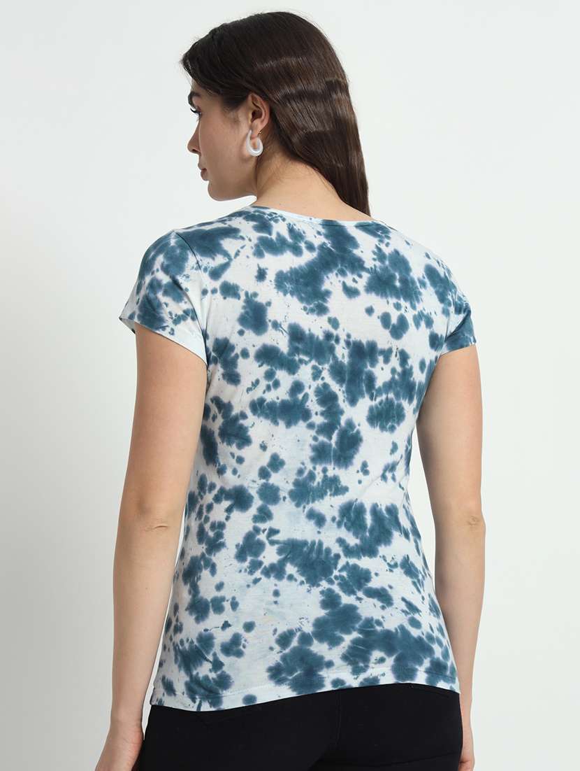 women blue tie & dye regular t-shirt - 21599695 -  Standard Image - 4