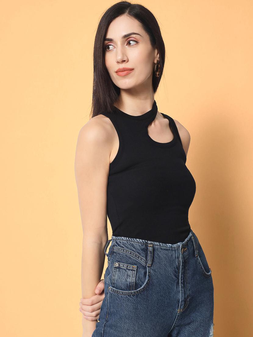 women black solid sleeveless top - 21599905 - Standard Image - 1