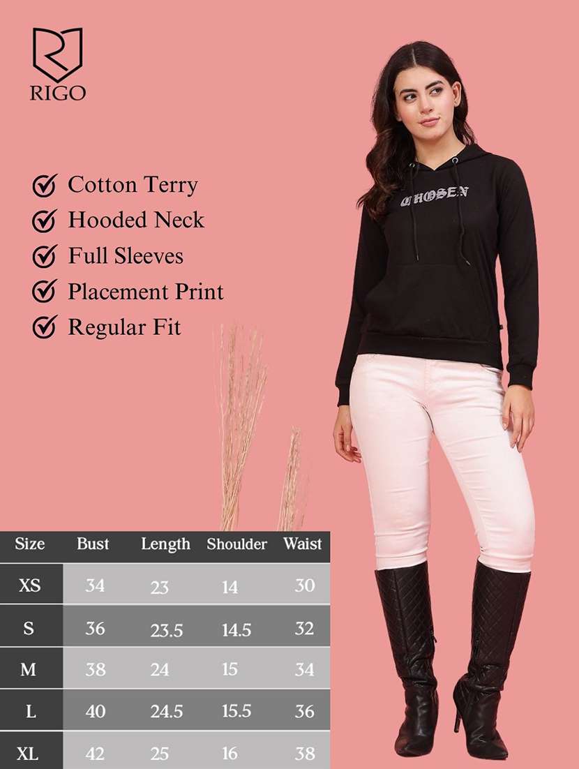 women chest print hooded sweatshirt - 21600067 - Standard Image - 4