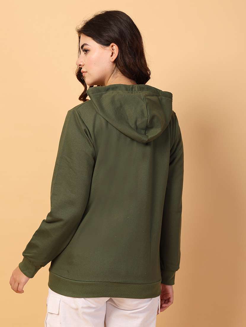 women hooded placement print sweatshirt - 21600079 -  Standard Image - 4