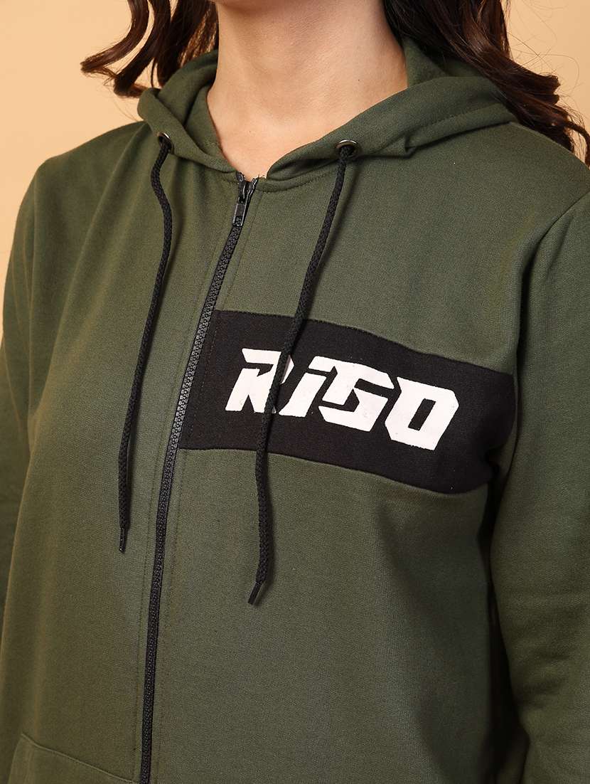 women hooded placement print sweatshirt - 21600079 -  Standard Image - 6