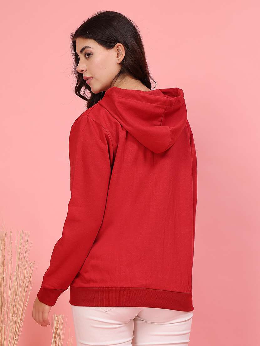 women hooded placement print sweatshirt - 21600080 -  Standard Image - 4