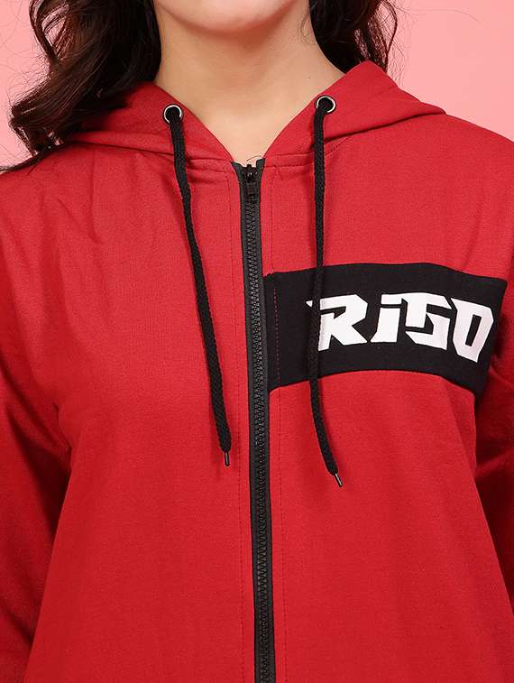 women hooded placement print sweatshirt - 21600080 -  Standard Image - 6