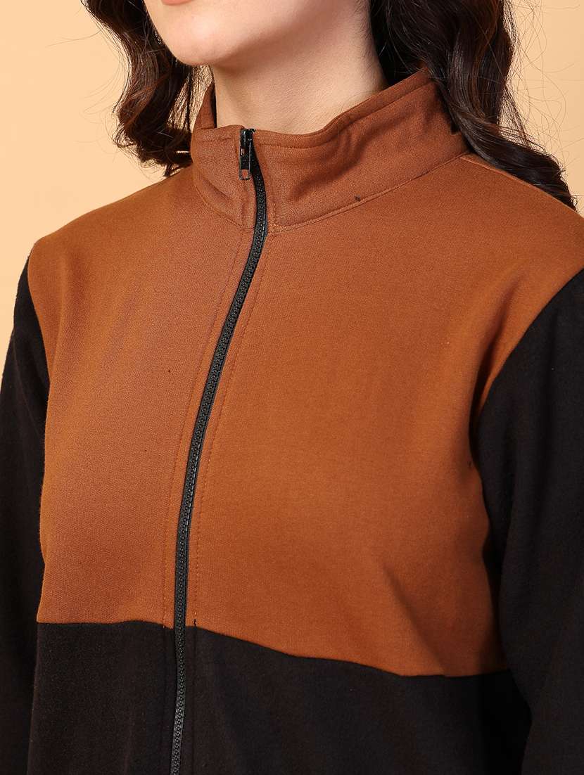 women stand collar color block sweatshirt - 21600081 -  Standard Image - 6