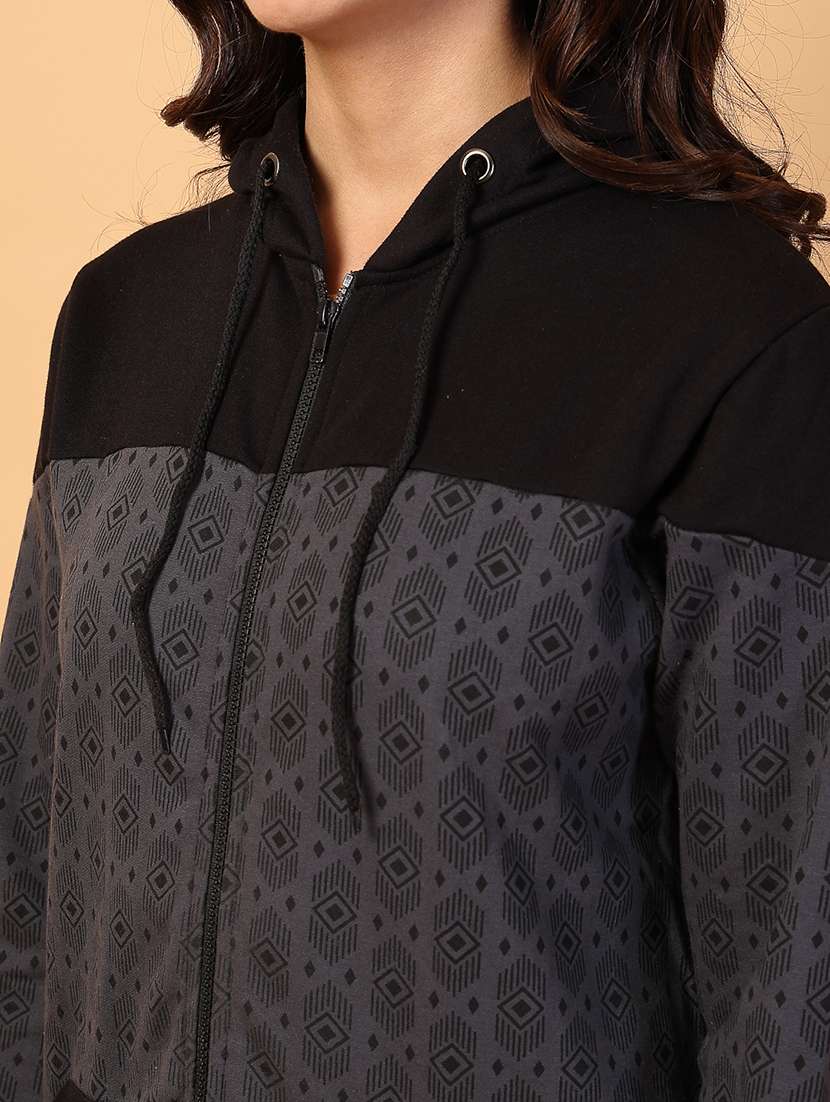 women hooded color block sweatshirt - 21600082 -  Standard Image - 6