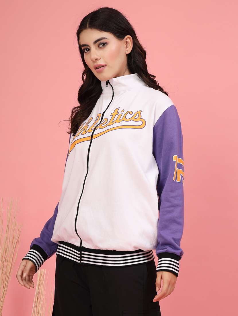 women printed oversized varsity jacket - 21600122 -  Standard Image - 1
