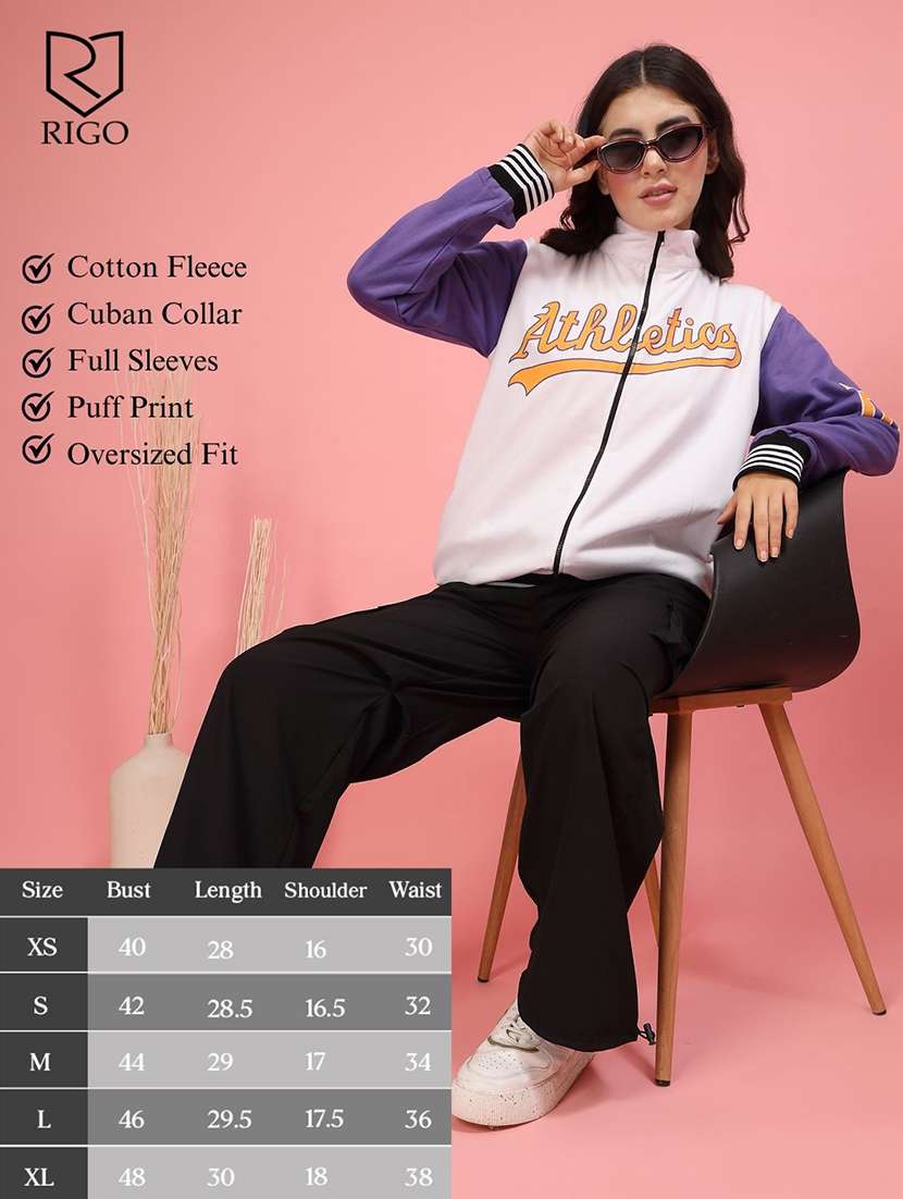 women printed oversized varsity jacket - 21600122 -  Standard Image - 4