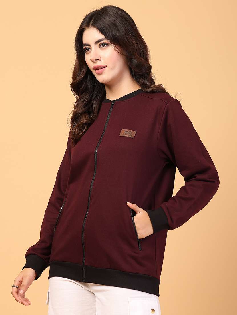 women maroom solid long sleeve regular jacket - 21600126 -  Standard Image - 1