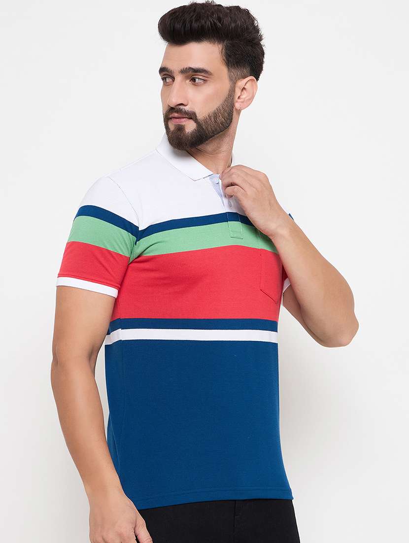 men color block short sleeve polo t-shirt - 21600446 -  Standard Image - 1