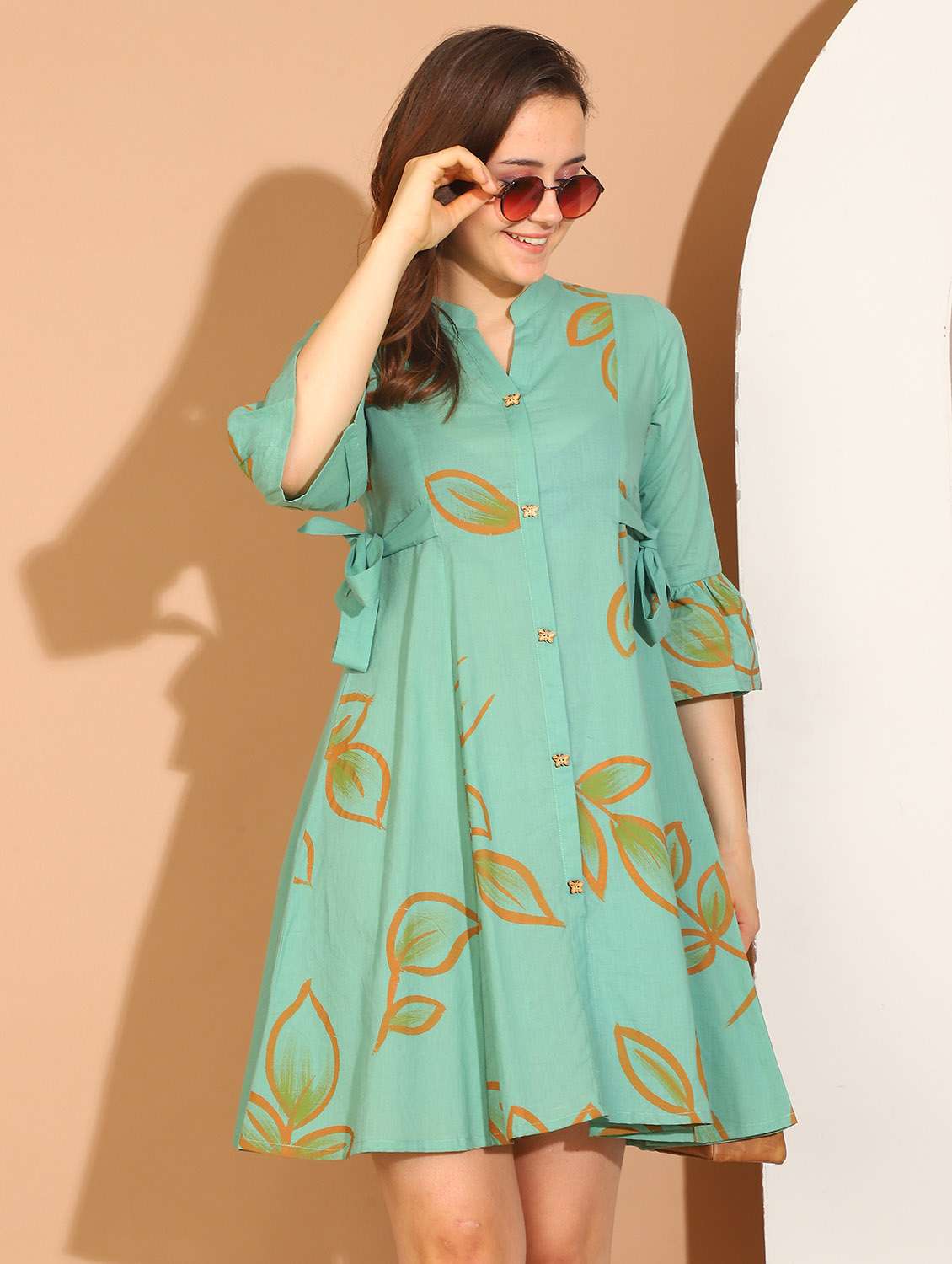 women green printed shirt dress - 21600604 -  Standard Image - 1