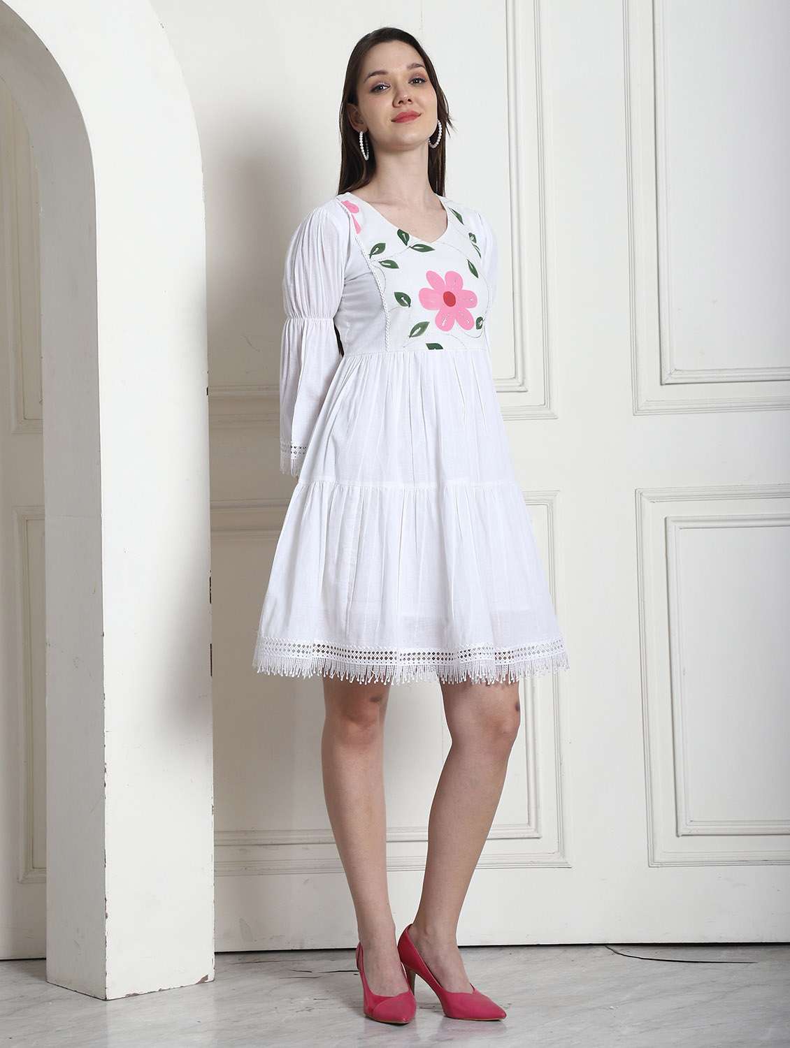 women white floral printed tiered dress - 21600607 - Zoom Image - 0