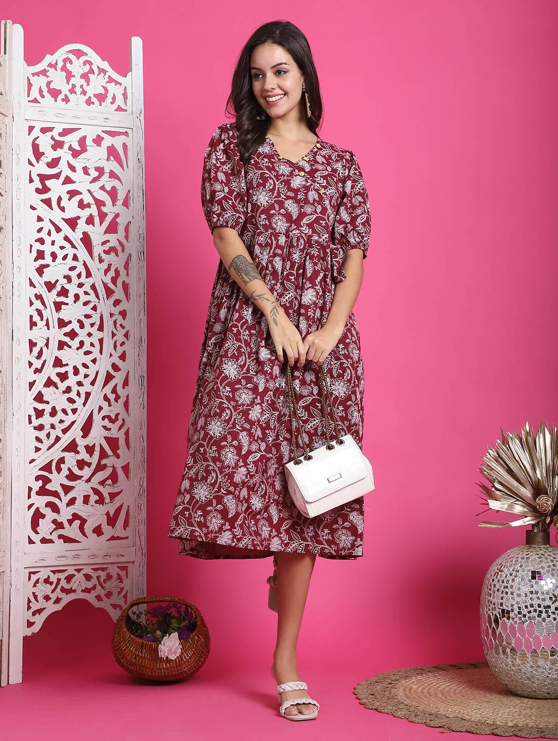 women red printed a-line dress - 21600615 - Standard Image - 4