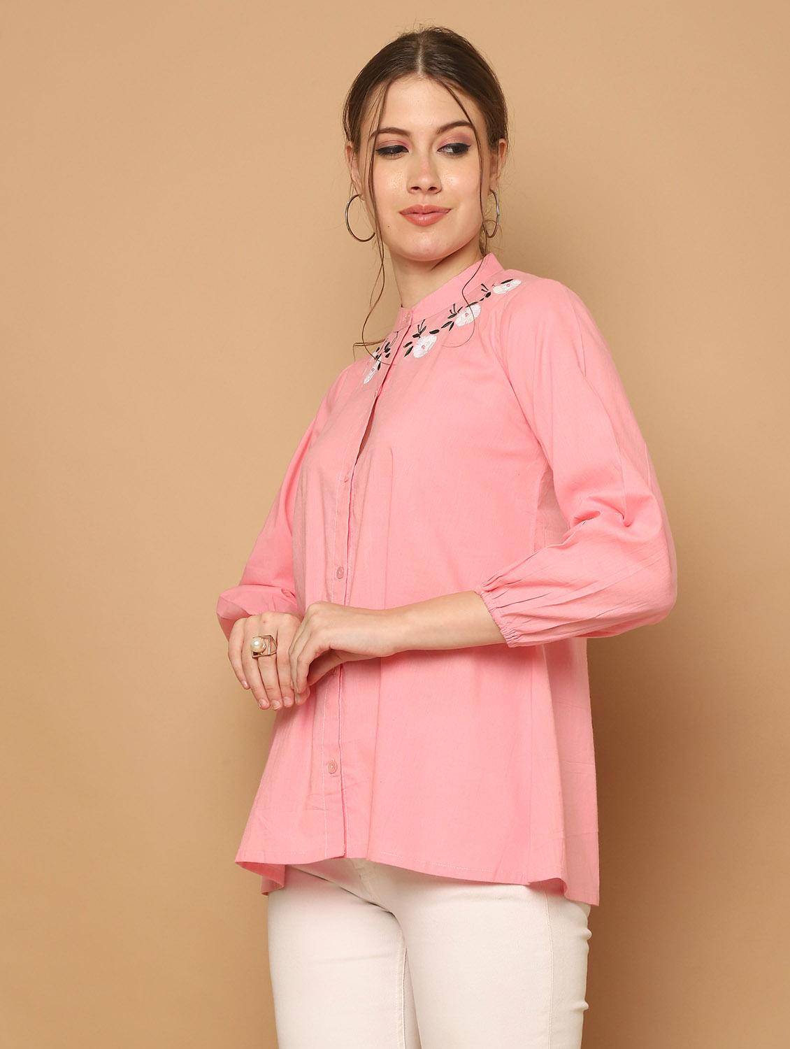 women embroidered shirt style top - 21600629 - Standard Image - 1