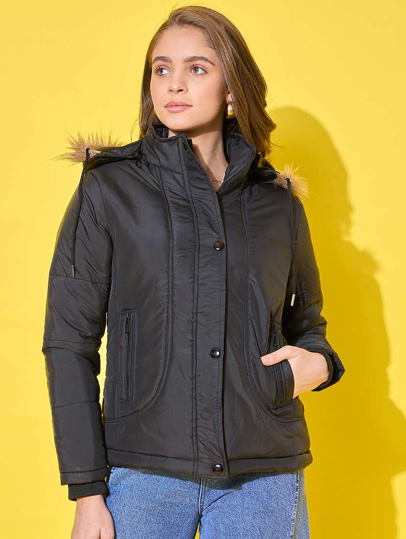 women solid long sleeve quilted jacket  - 21601021 -  Standard Image - 1