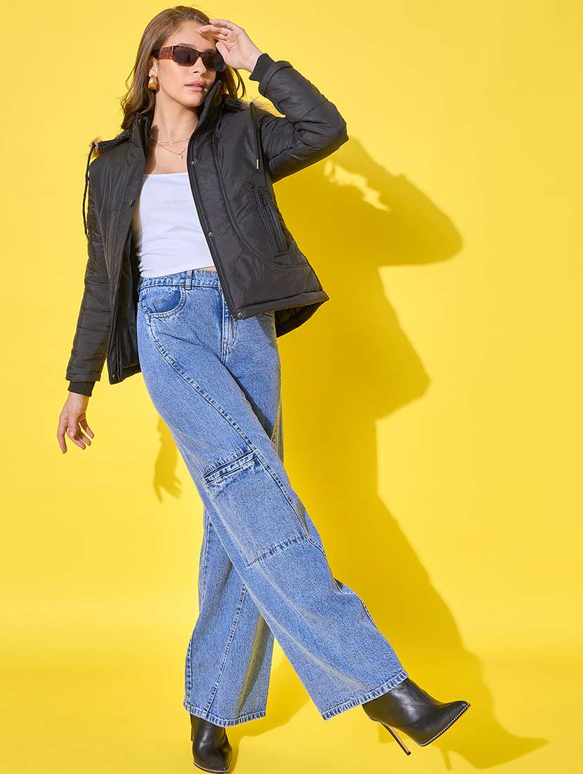 women solid long sleeve quilted jacket  - 21601021 -  Standard Image - 4