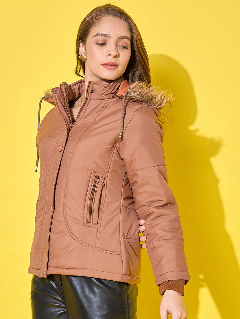 women solid long sleeve quilted jacket  - 21601025 -  Standard Image - 1