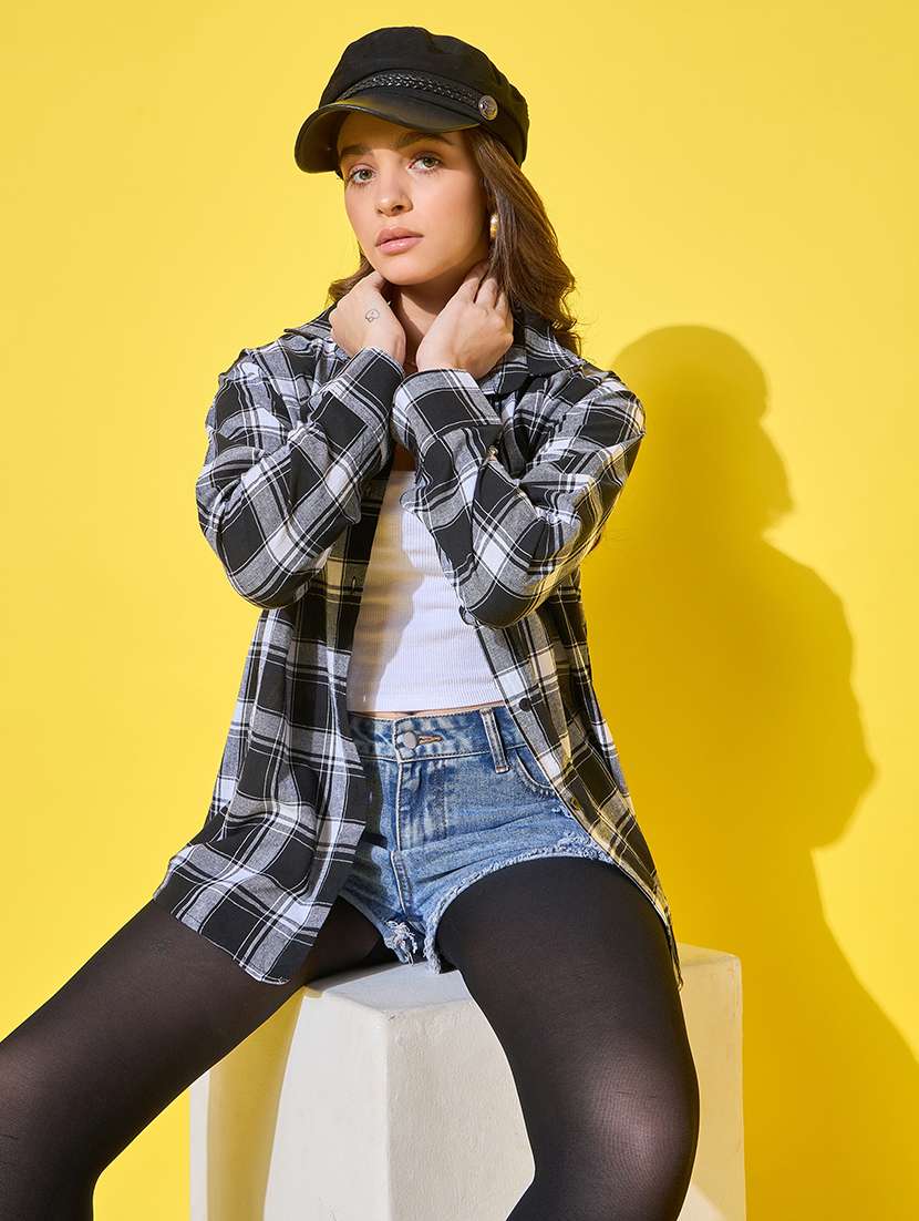 women checked printed oversized shirt - 21601030 -  Standard Image - 4