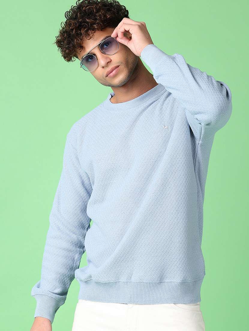 men self design long sleeve pullover - 21601048 -  Standard Image - 1