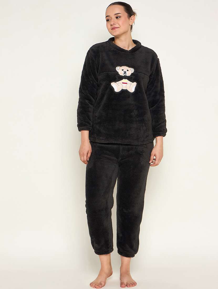 women embroidered top & pyjama nightwear set