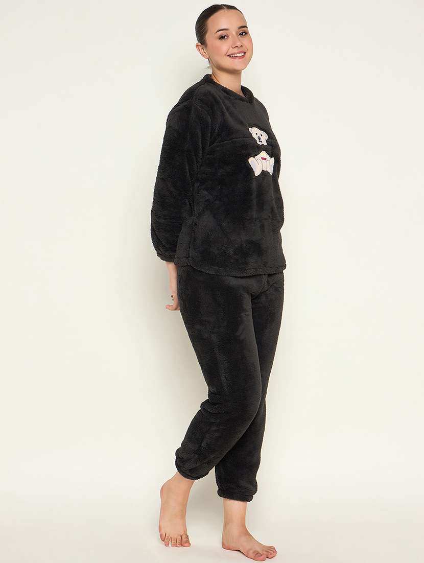 women embroidered top & pyjama nightwear set - 21601311 -  Standard Image - 1