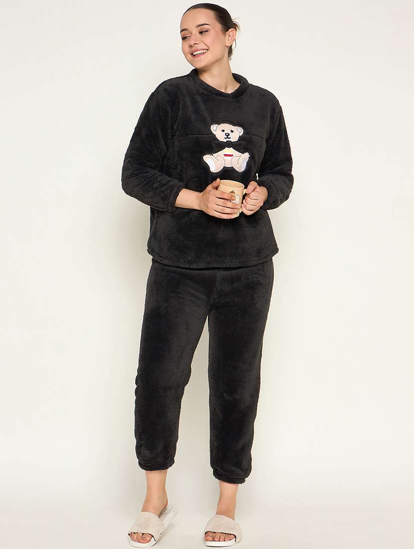 women embroidered top & pyjama nightwear set - 21601311 -  Standard Image - 4