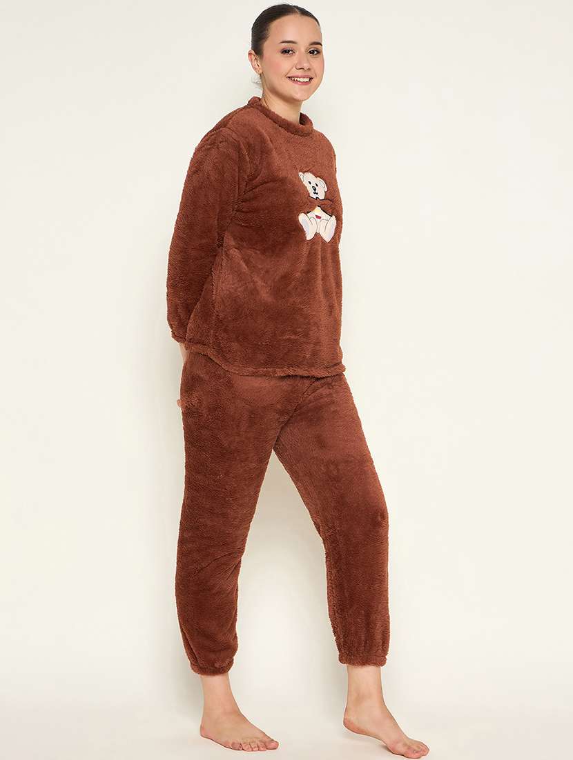 women embroidered top & pyjama nightwear set - 21601312 -  Standard Image - 1