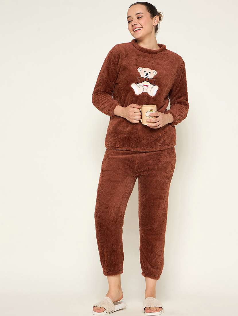 women embroidered top & pyjama nightwear set - 21601312 -  Standard Image - 4