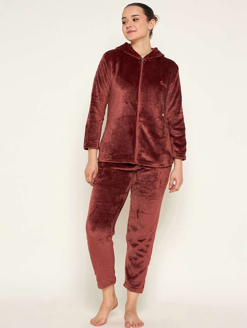 women solid top & pyjama nightwear set