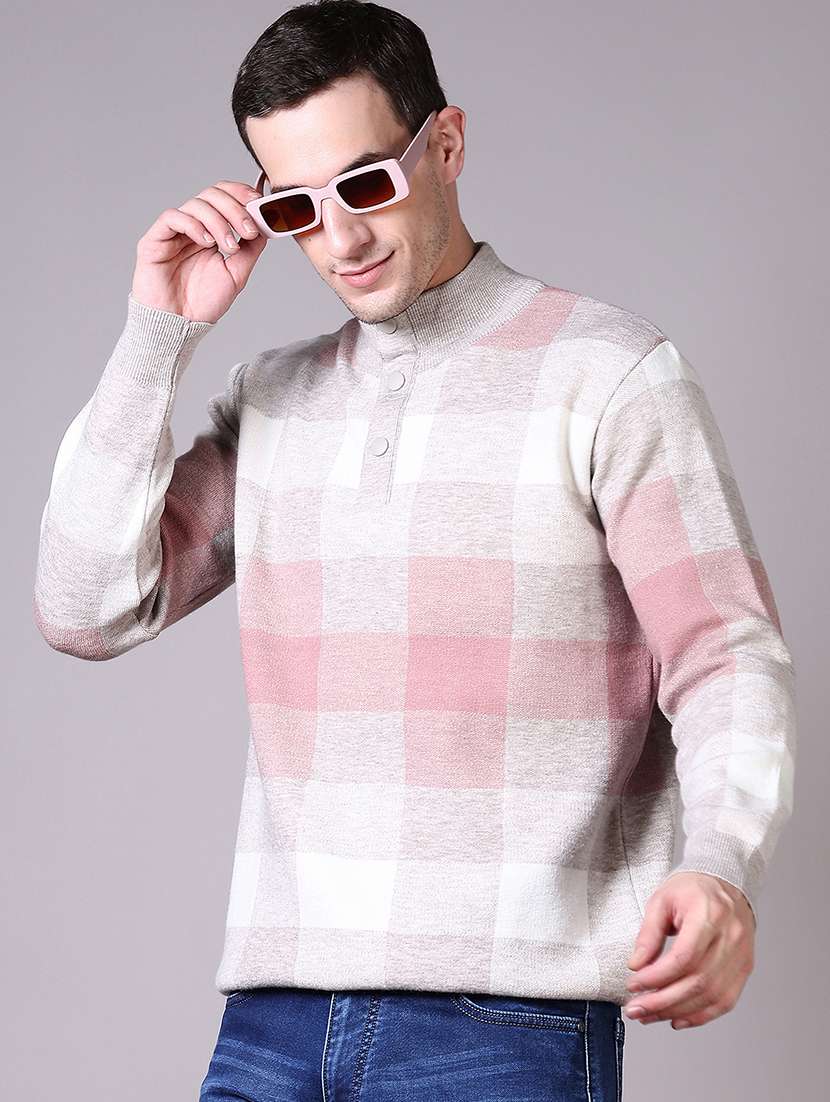 men checkered long sleeves pullover - 21606391 -  Standard Image - 1