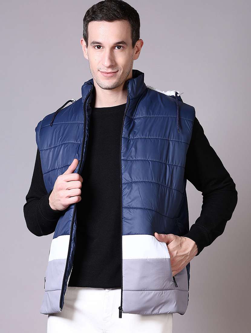 men color block sleeveless quilted jacket
