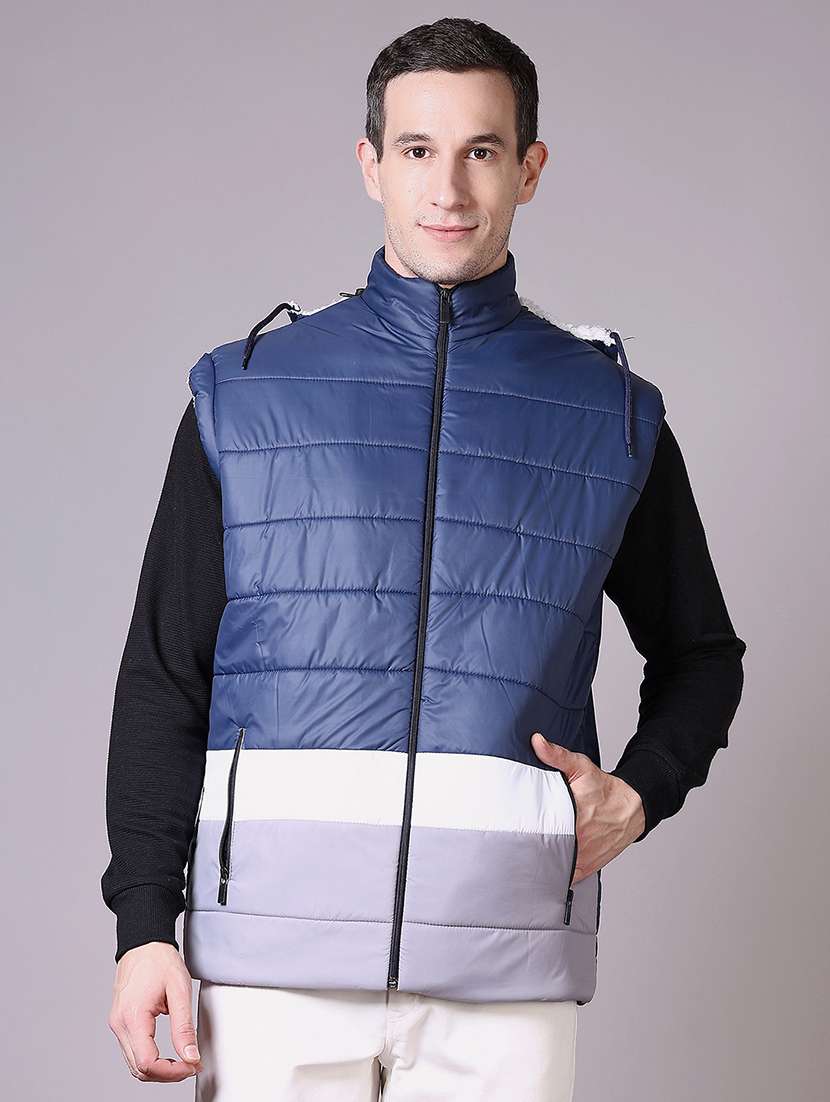 men color block sleeveless quilted jacket - 21606399 -  Standard Image - 1