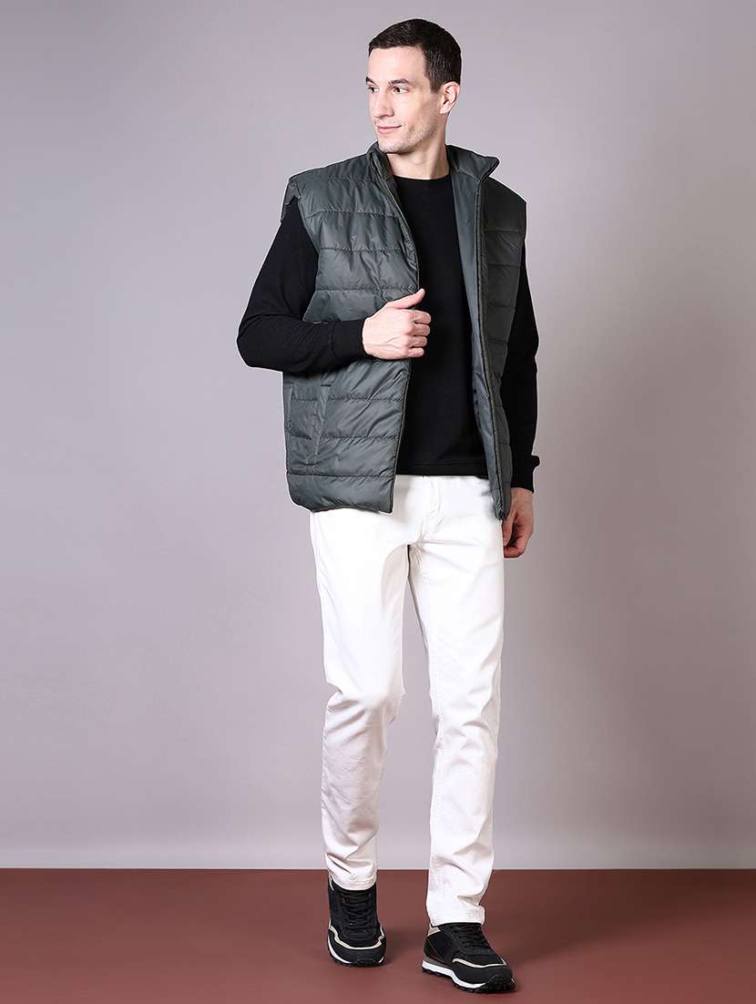 men solid sleeveless quilted jacket - 21606419 -  Standard Image - 4