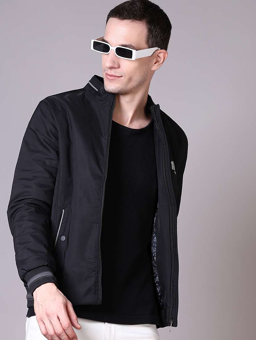 men long sleeves solid bomber jacket - 21606513 -  Standard Image - 1