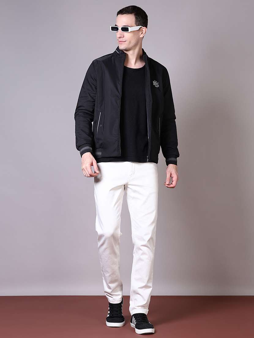 men long sleeves solid bomber jacket - 21606513 -  Standard Image - 4