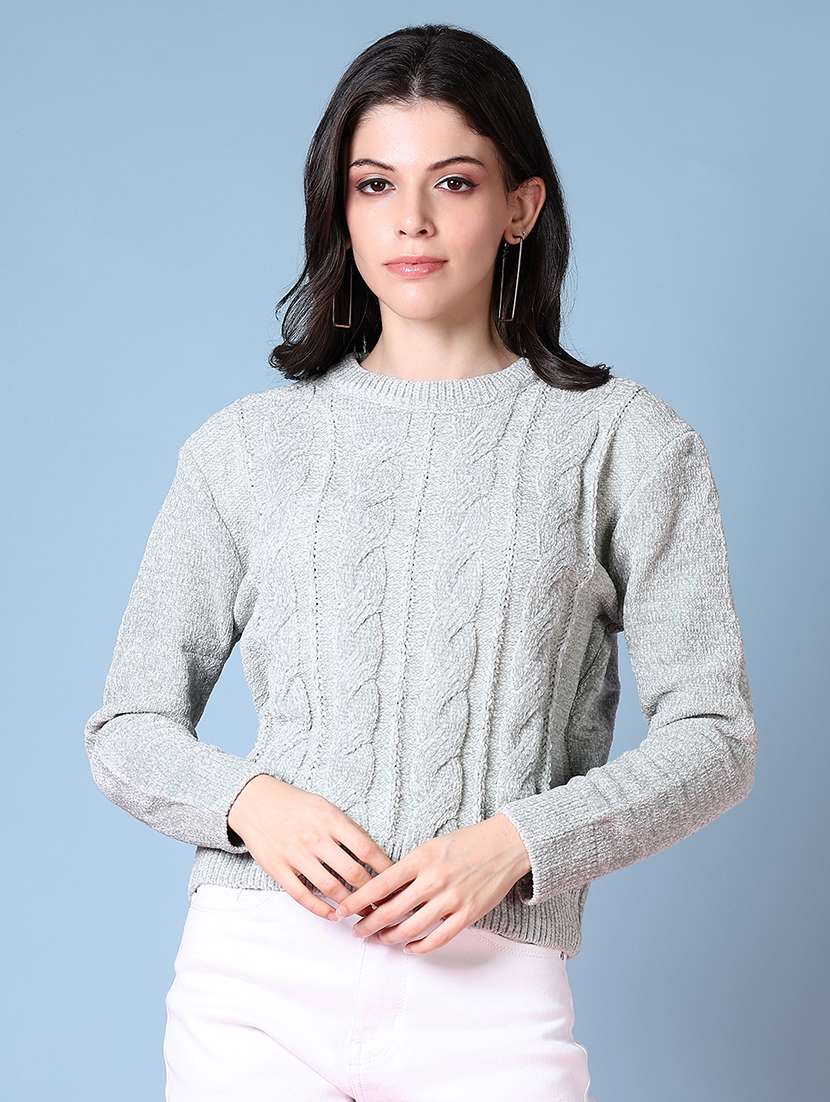 women long sleeves self design pullover