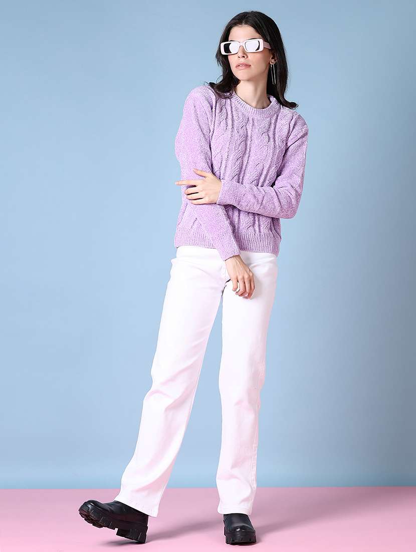 women long sleeves self design pullover - 21606545 -  Standard Image - 4